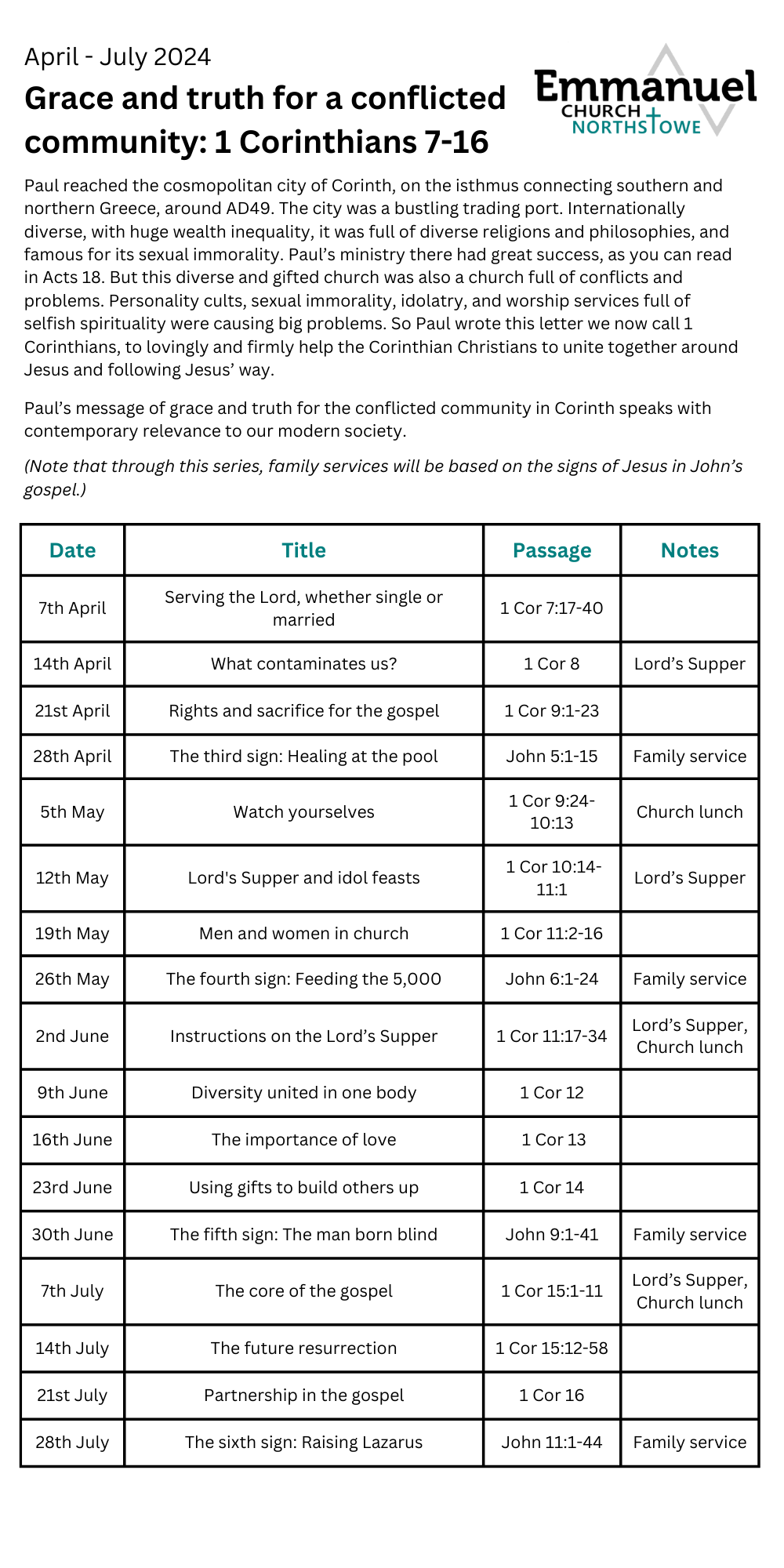 April to July term card for we